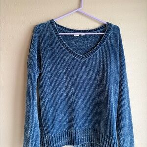 GAP Women's Textured Teal V-Neck Sweater